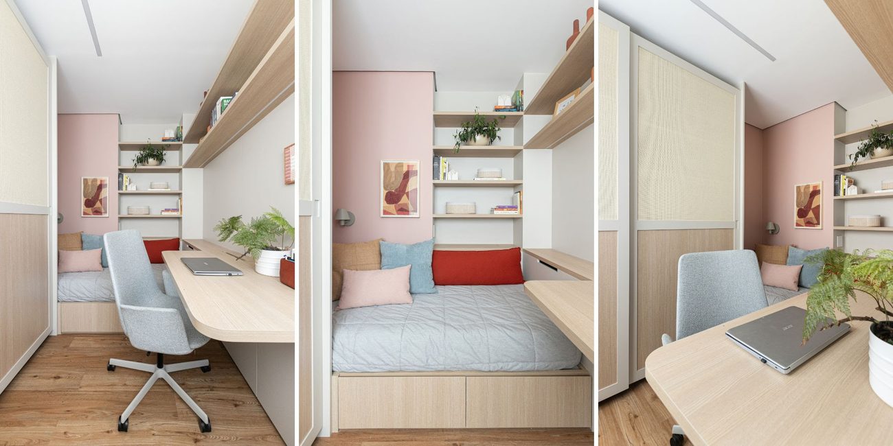 Duda Senna integra sala, cozinha e área gourmet em apartamento de 97 m² em Pinheiros e faz da marcenaria multifuncional o centro do projeto.