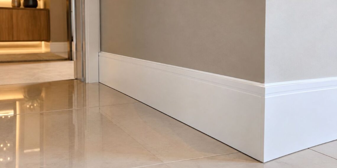 Rodapé de sobreposição: a peça que cobre o porcelanato e resolve o acabamento sem quebrar piso nem parede