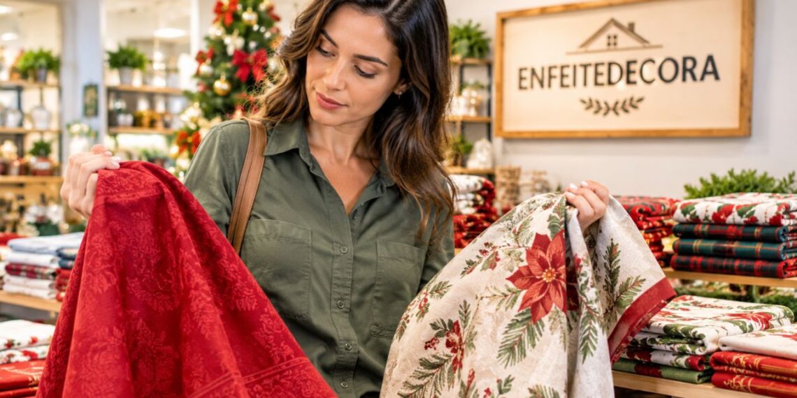 Toalha de natal vira dúvida de última hora na decoração da mesa: veja como acertar no tamanho e no tecido certo