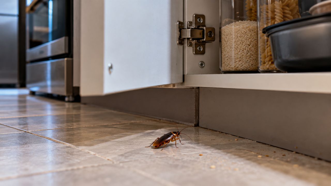 Baratas na cozinha voltam toda noite e moradora descobre o detalhe no armário que atraía as pragas
